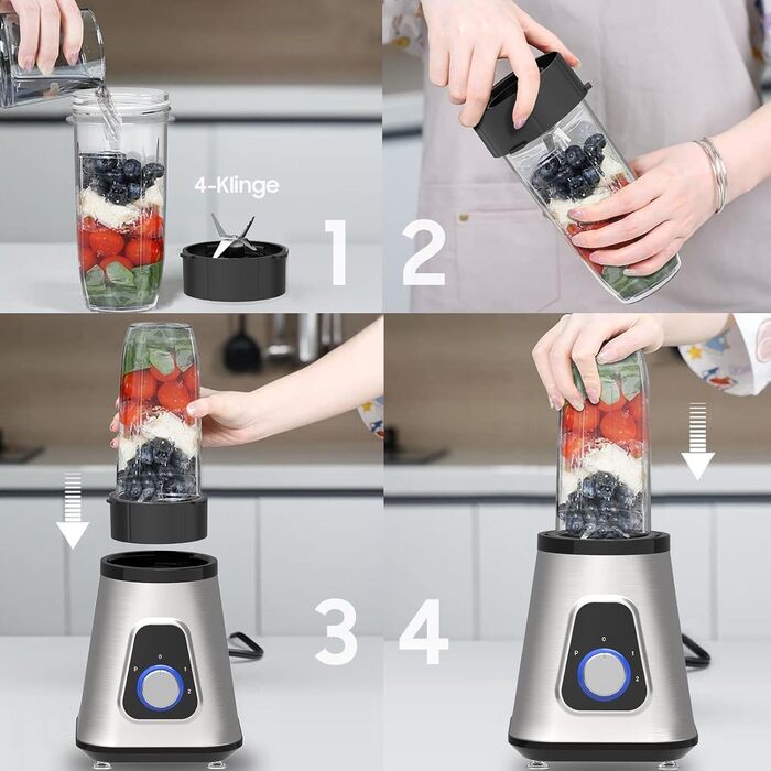 iceagle Stand Mixer Smoothie Maker - Electric Blender 1300W | 2-in-1 Mixer, 1.5L Jug & 600ml Cup, Ice-Crush Function, 2 Speed Settings, Pulse Function, 22000RPM for Smooth Blending