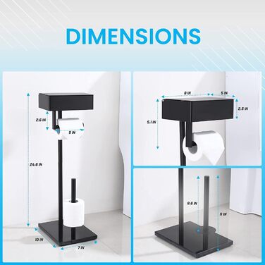 Day Moon™ Standing Toilet Paper Holder, Wet Toilet Paper Box - Toilet Paper Holder with Wet Tissue Box, Toilet Paper Holder with Shelf - Toilet Paper Holder Matte Black Free Standing