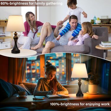 Настільна лампа Kakanuo з торшером, 2 шт., з USB-портами A+C, диммування, вінтажний дизайн, для спальні, вітальні, офісу, білий абажур, золотий цоколь