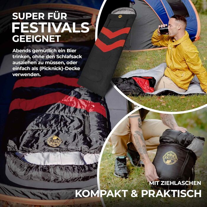 Спальний мішок HIMMELSZELT 4 сезони Outdoor -5°C до +10°C, 220x85 см, DRYSHIELD, для туризму, кемпінгу, риболовлі, чорно-зелений (чорно-червоний)