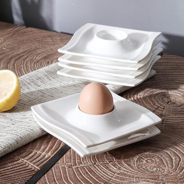 MALACASA Набір для яєць Serie Flora, 6 шт., кремово-білий порцелан, 11.5x11.5x2 см