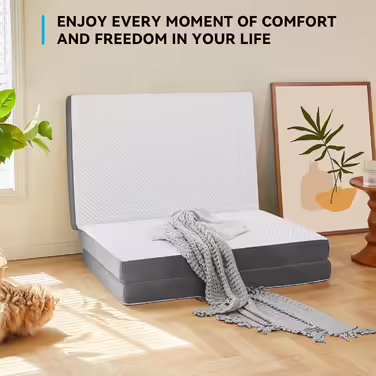 Autsel Folding Mattress 140x200x10cm 3-Piece Folding Mattress Camping Mattress Guest Bed Floor Mattress Guest Mattress Field Bed Folding Bed (90x190x15cm)