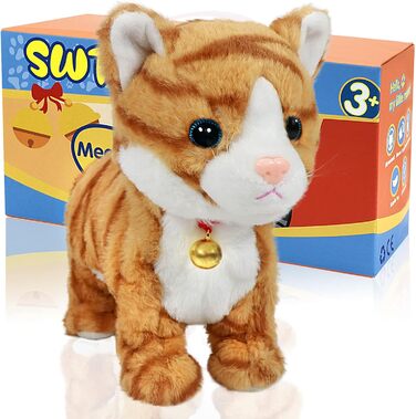 Interactive Electronic Stuffed Animal – Upgraded with LED Light Eyes, Animated Sound Control, Electronic Pet, Robot, Cat, Kitten, Toy, Gifts for Boys and Girls