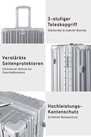 Валіза Aoliwei середнього розміру (M) 67 см, жорстка оболонка з полікарбонату, 65 л, з TSA-замком та підстаканником, біла