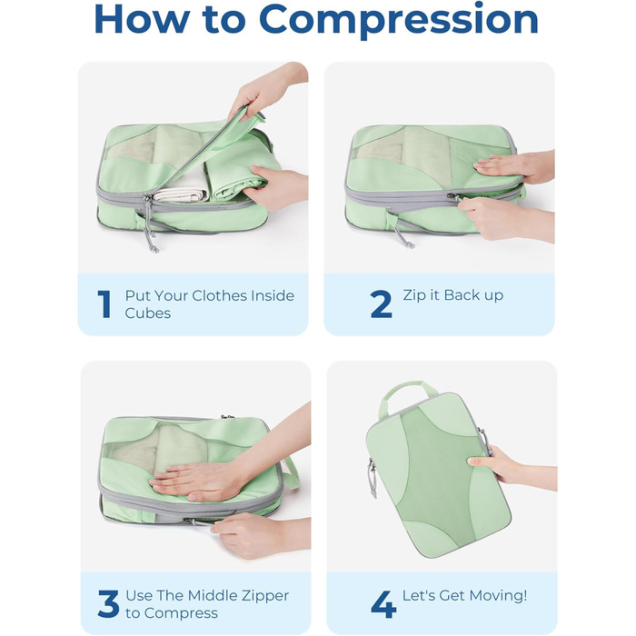 BAGSMART Набір органайзерів для одягу 6 шт. Packtaschen, компресійні кубики для подорожей, мішки для брудної білизни, рюкзак, валіза