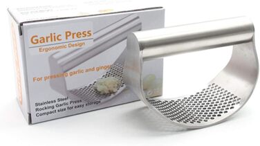Прес для часнику з нержавіючої сталі, подрібнювач часнику та імбиру, кухонний аксесуар, срібний