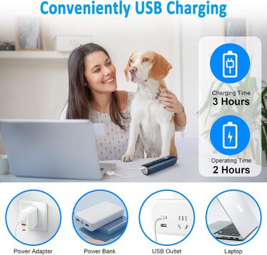 Електричний точило для собак Casfuy з LED-підсвічуванням, 4.8V, 2 швидкості, для середніх порід, тихе, перезаряджуване, navy