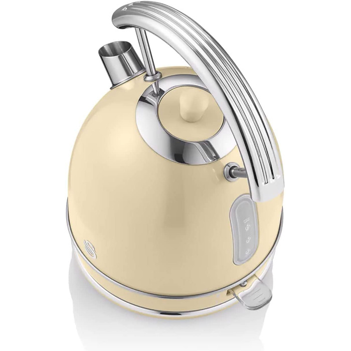 Swan Retro Electric Kettle - 1.8L, Vintage Design, Automatic Shut-Off, Cordless, BPA-Free Stainless Steel, 3000W, Cream