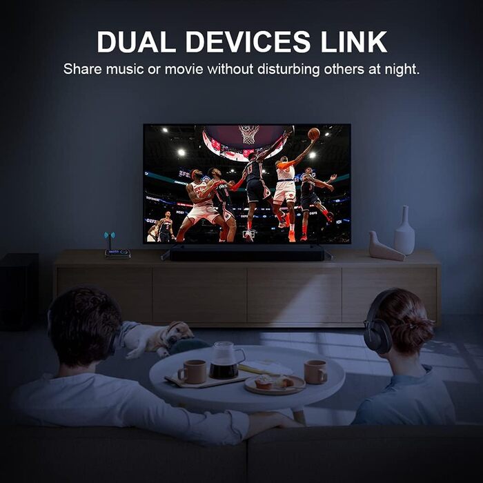 Bluetooth 5.0 Передавач/Приймач Аудіо Адаптер 3-в-1 для 2 Навушників з Низькою Затримкою, Регулюванням Гучності, AUX, Оптичний, RCA для TV, Стереосистеми, ПК (Чорний + Сірий)