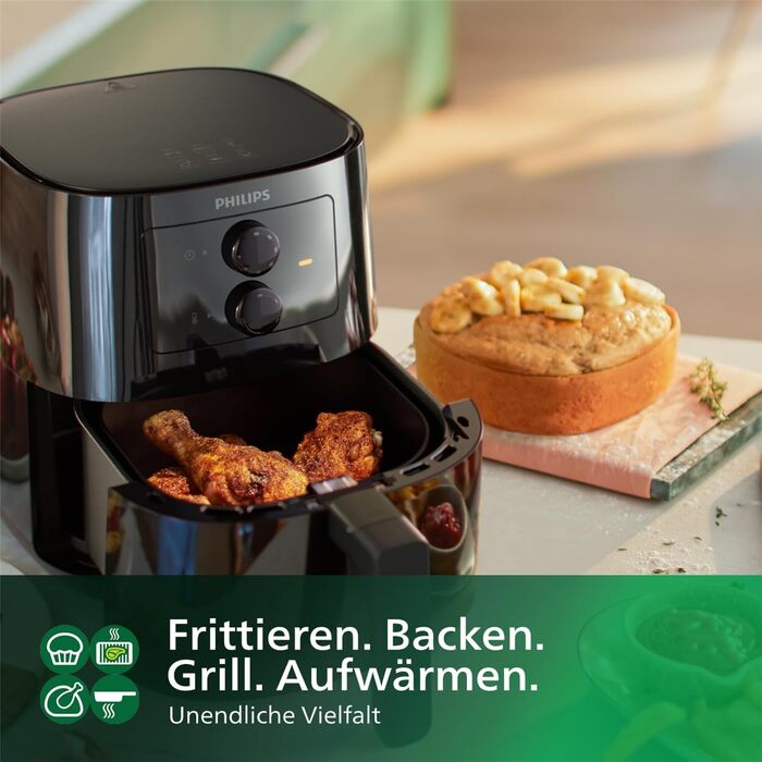 Фритюрниця без олії Philips Essential Airfryer 4,1 л, чорна, Rapid Air, контроль температури, додаток HomeID
