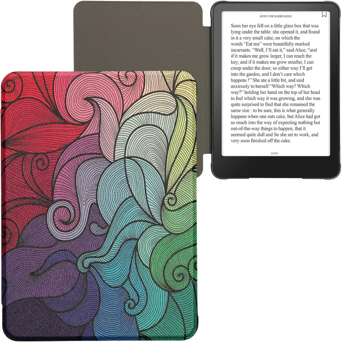 Чохол-книжка kwmobile для Amazon Kindle Paperwhite (2024)/Colorsoft - квітковий дизайн, магнітний замок, захисний чохол для електронного читача, синьо-червоно-білий, рожевий, блакитний, зелений