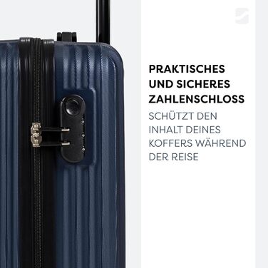 Набір валіз 3 шт: ручна поклажа, середній та великий кофр, ABS, 360° колеса, кодовий замок, телескопічна ручка (Дарк Блю)
