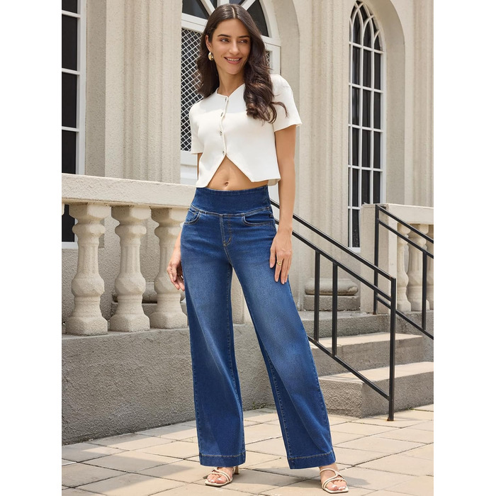 Джинси жіночі Baggy з широкими штанинами, висока талія, темно-сині, розмір 31