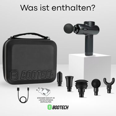 Масажер для м'язів BOOTECH CORE PLUS: тиха масажна пістолета з 6 насадок, керуванням через додаток та амплітудою 6-12 мм
