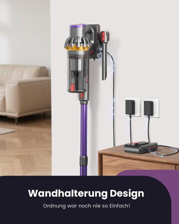 Бездротовий акумуляторний пилосос 45000 Па/580 Вт/70 хв, легкий, 6-в-1, з LED дисплеєм, станцією зарядки та насадкою проти спутання шерсті, для твердих поверхонь, килимів та шерсті тварин