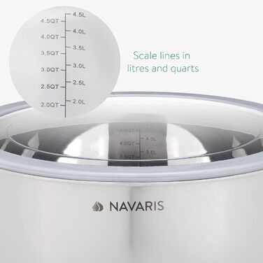 Navaris Stainless Steel Bowl Set with Lid - 3-Piece Mixing Bowl Salad Bowl - Stainless Steel Bowl Bowl Set Container in Grey