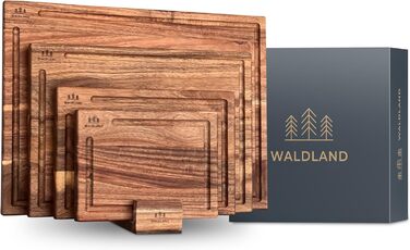 Premium Cutting Board Wood 4-Piece Set (40x30, 33x24, 27x18, 21x15) | Includes Cutting Board Stand | Wood Cutting Board Kitchen | Cutting Board Set Made of Robust Acacia Wood