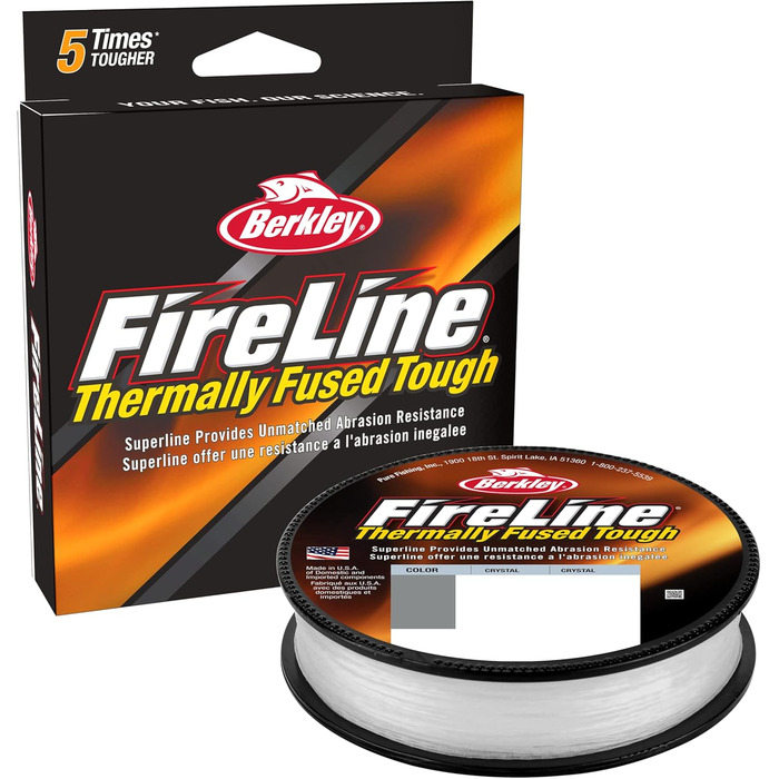 Плетена рибальська волосінь Berkley FireLine Fused Original 8-жильна, кристал, 0,12 мм, 7,2 кг, 300 м – надміцна, зносостійка, для дальніх закидів
