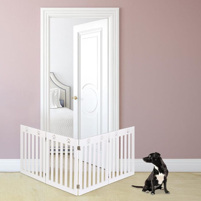 Захисне ворота для собак Relaxdays, самостійно встановлюється, 60 x 204 см, MDF, складане, білий