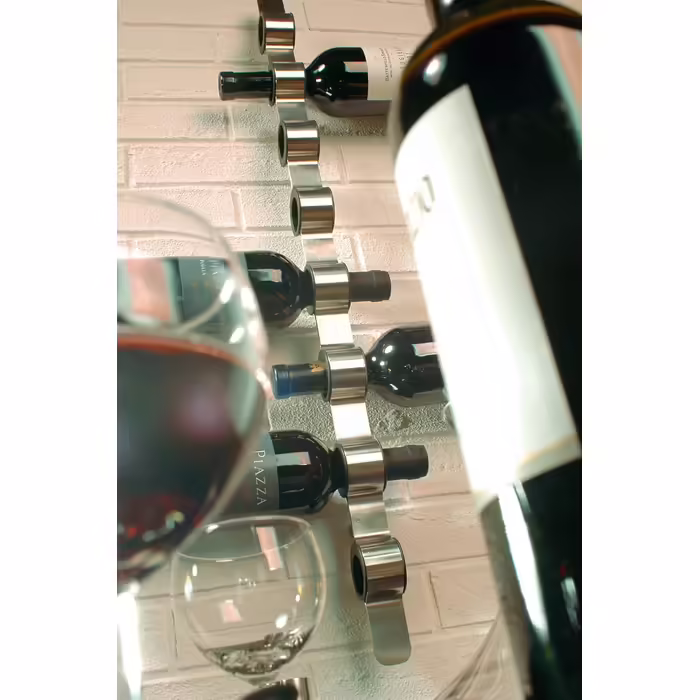 blomus -CIOSO- Wine Bottle Wall Mount in Exclusive Design, Brushed Stainless Steel, Space for 8 Bottles, Exceptional Wine Presentation, High Quality (H / W / D: 74.5 x 3.5 x 7 cm, Stainless Steel, 65193)