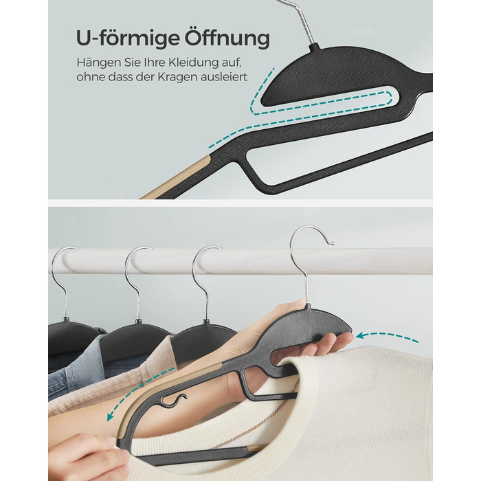 Набір вішалок SONGMICS, 20 шт., пластикові, обертовий гачок, сірий, для одягу
