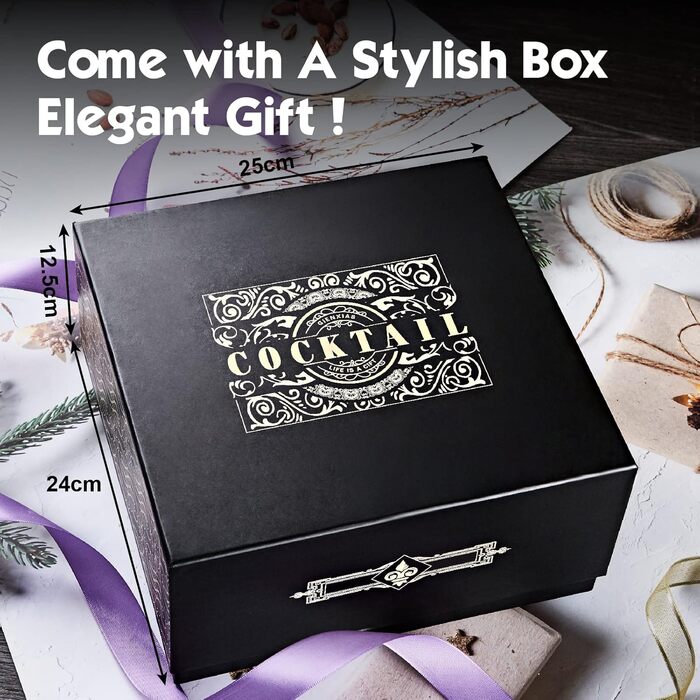 Набір для коктейлів 21 предмет | Набір шейкерів для коктейлів з поворотним підставою | Шейкер з міцної нержавіючої сталі з аксесуарами | У комплекті стильна чорна подарункова коробка | Барний набір (рожеве золото)