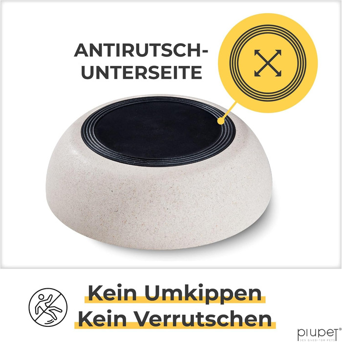 Миска для корму PiuPet® для собак великих порід, 2 шт по 1,6 л, миска для води, миється в посудомийній машині, діаметр 21,5 см, бежевий колір