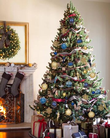 Набір прикрас для ялинки 92 шт. – Стійкі до пошкоджень ялинкові кулі блакитного та золотого кольорів – прикраси для ялинки, вінка, різдвяний декор