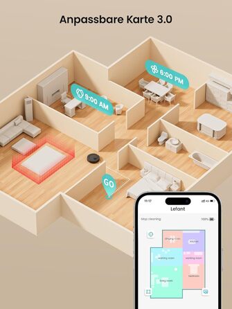 Робот-пилосос LEFANT M210PG з пультом дистанційного керування, потужність 2200Pa, для видалення шерсті тварин, з базою для зарядки, сумісний з Alexa та керуванням через додаток, час роботи 120 хвилин