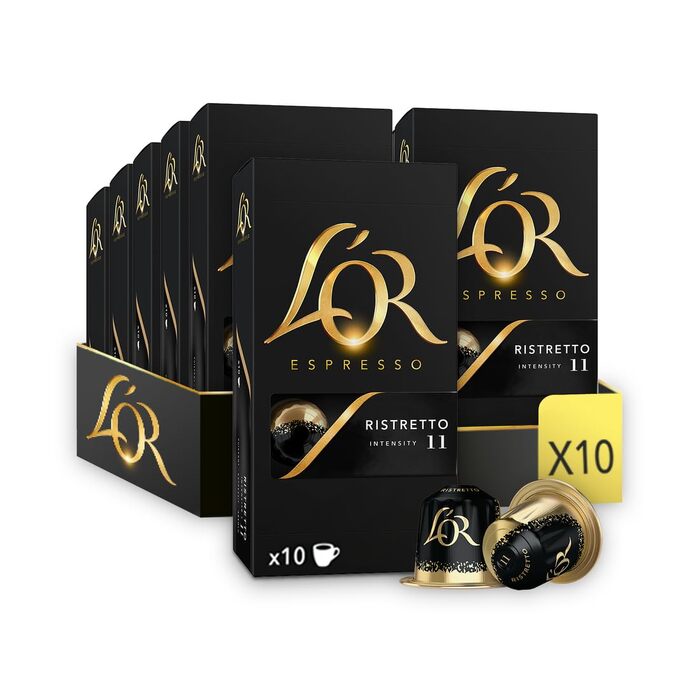 Кавові капсули L'OR Espresso Ristretto для Nespresso, 100 шт (10 упаковок по 10 капсул)
