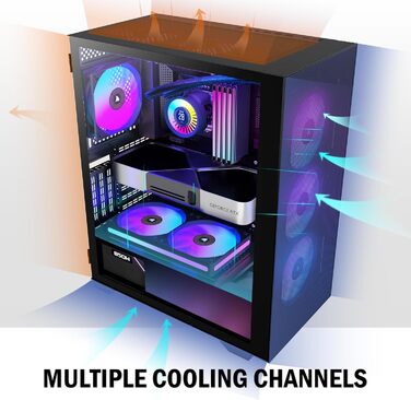 Корпус ПК KEDIERS H05: Ігрова Mid-Tower з 6 вентиляторами ARGB та скляною панеллю