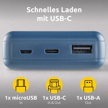 Повербанк Intenso Powerbank XS10000, 10000 мАг, швидка зарядка, USB-C, USB-A, microUSB для смартфона, планшета та камери, Petrol