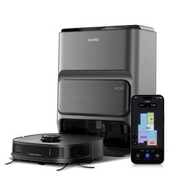 Робот-пилосос Eureka J12 Ultra з функцією миття підлоги (автоматичне очищення, прання та сушка), потужність всмоктування 5000Pa, обертова функція миття, Dual-LiDAR навігація, 3D уникнення перешкод, чорний