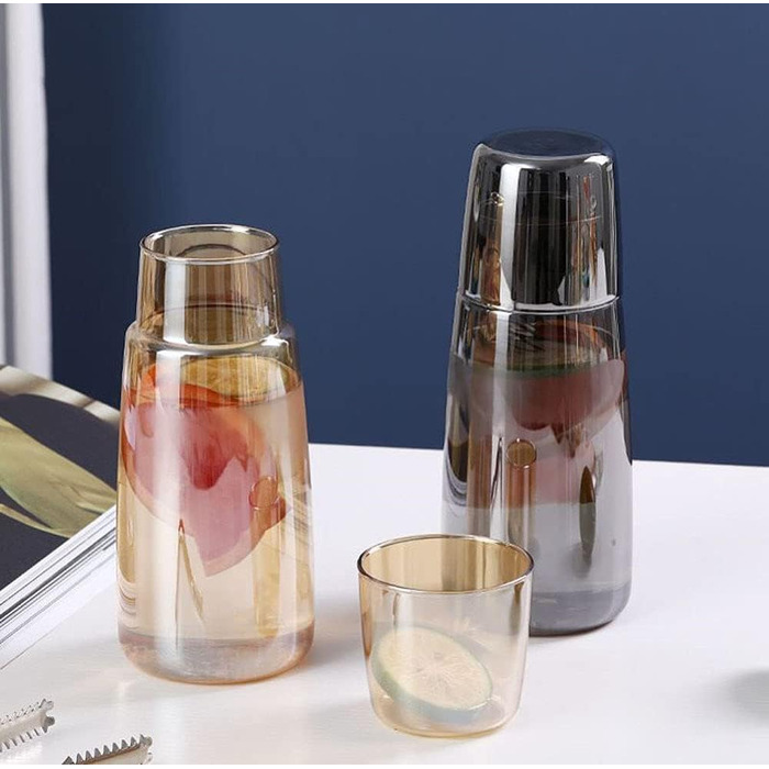 Glass Nightstand Carafe Set with Beaker, Pitcher, and Cup