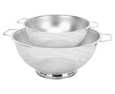 Дуршлаг кухонний 3QT + 5QT, 2 шт, нержавіюча сталь, з ручками для фруктів, овочів, безпечний для посудомийної машини