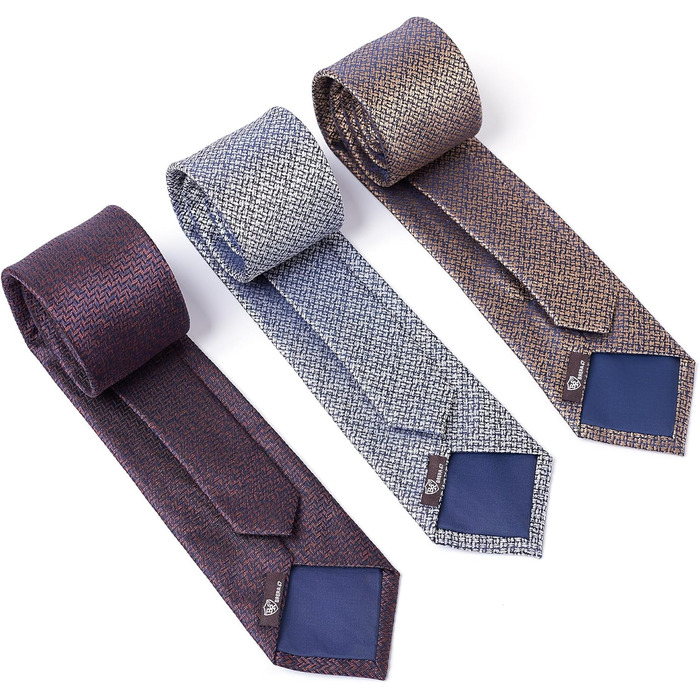 Набір краваток для чоловіків 3 шт. + 3 кишенькові хустинки | Подарунковий бокс для чоловіків | Класичний тауновий колір