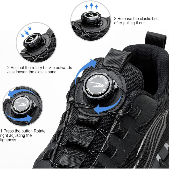 Робочі черевики / взуття: легкі, з металевим носком, на поворотній застібці, дихаючі, для чоловіків та жінок, розміри 38-46 EU (чорний, 39 EU)