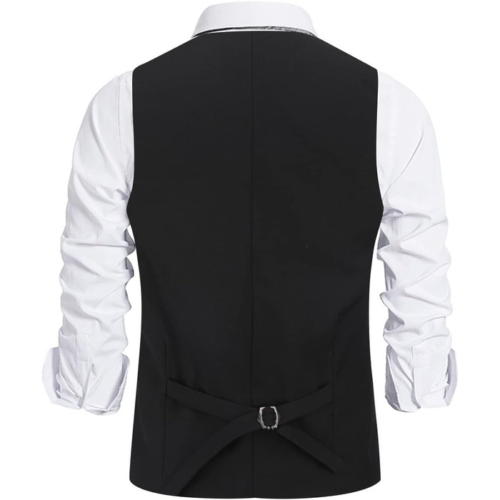 Чоловіча класична жилетка Allthemen Slim Fit з V-подібним вирізом для костюма, весіль та бізнесу, чорна, розмір L
