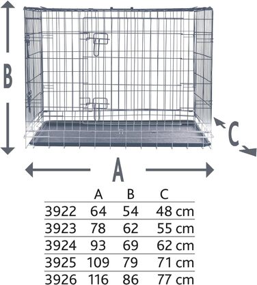 Тріксі Клітка для собак Home XL – 116 × 86 × 77 см, розкладна переноска з 2 дверцятами та засувами, цинкова транспортна клітка зі стабільною піддоном для дому та подорожей