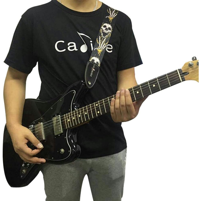 Регульований шкіряний ремінь з черепом для електро- та акустичної гітари та бас-гітари