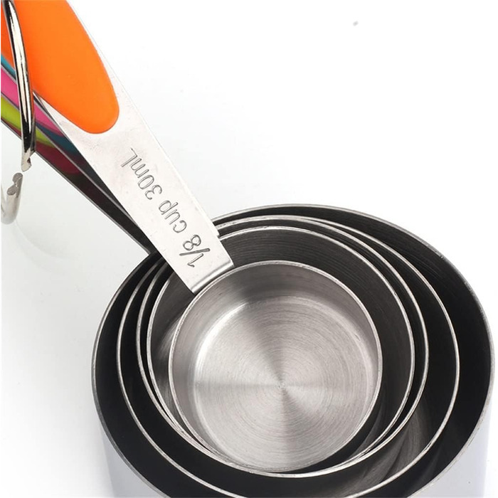 Baking tools, kitchen baking tools, stainless steel measuring cups, 5-piece set (Color: A, Size: as shown)