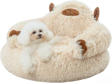 Fluffy Camel-Shaped Dog Bed, Donut Dog Bed for Small Dogs, Orthopedic Dog Bed Size L (69 x 69 x 36 cm), Washable Dog Bed, Indoor Dog House, Camel