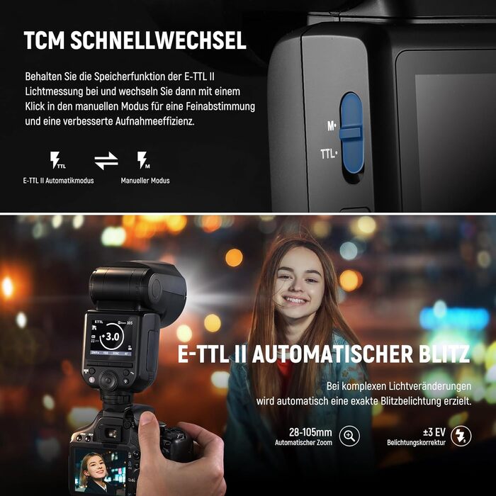 NEEWER Z2-S 2.4G TTL Speedlite для Sony: потужний спалах з дифузором та 2 моделювальними лампами, 76W, 1/8000s HSS, 3000mAh, 600 блискіток