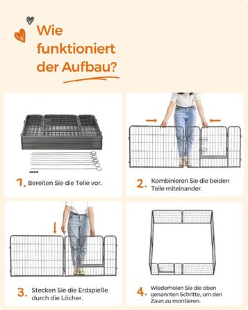 Вольєр для тварин Feandrea Freilaufgegehege, сірий, 77 x 60 см, 8 панелей, для дому та вулиці