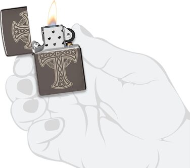 Запальничка Zippo з лазерним гравіюванням, кельтський хрест, чорна