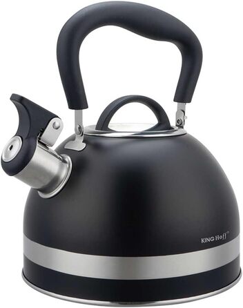 Чайник Kinghoff 1.8L з нержавіючої сталі з свистком, Induktion, матовий чорний KH-1858