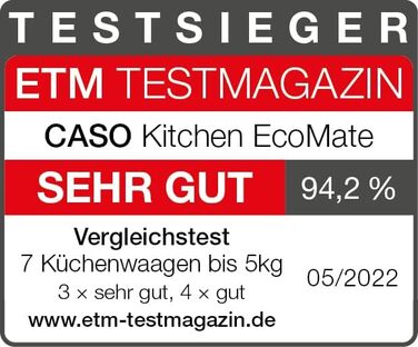 CASO Kitchen EcoMate Kinetic Kitchen Scale - 5kg, 1g Increments, Battery-Free, Award-Winning