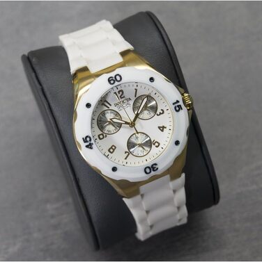 Жіночий кварцовий годинник Invicta Angel — 38мм, золотистий зі сталі, білий циферблат