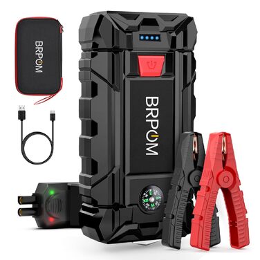 Бустер для авто BRPOM Powerbank Jump Starter 7000A з LCD-дисплеєм, пусковий пристрій для автомобіля (2000A/7000A)