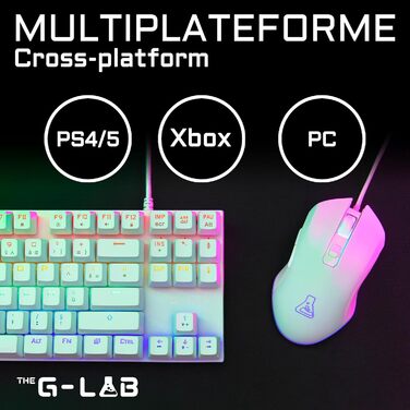 G-Lab Combo Mercury: Механічна ігрова клавіатура та миша, RGB, Switch Red, Azerty, 7200 DPI [Білий]